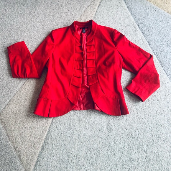 INC International Concepts Jackets & Blazers - INC International Concepts Red Ruffled Blazer